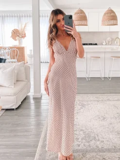 Best Charlette Dress - Brown Print Satin Dresses|Maxi Dresses