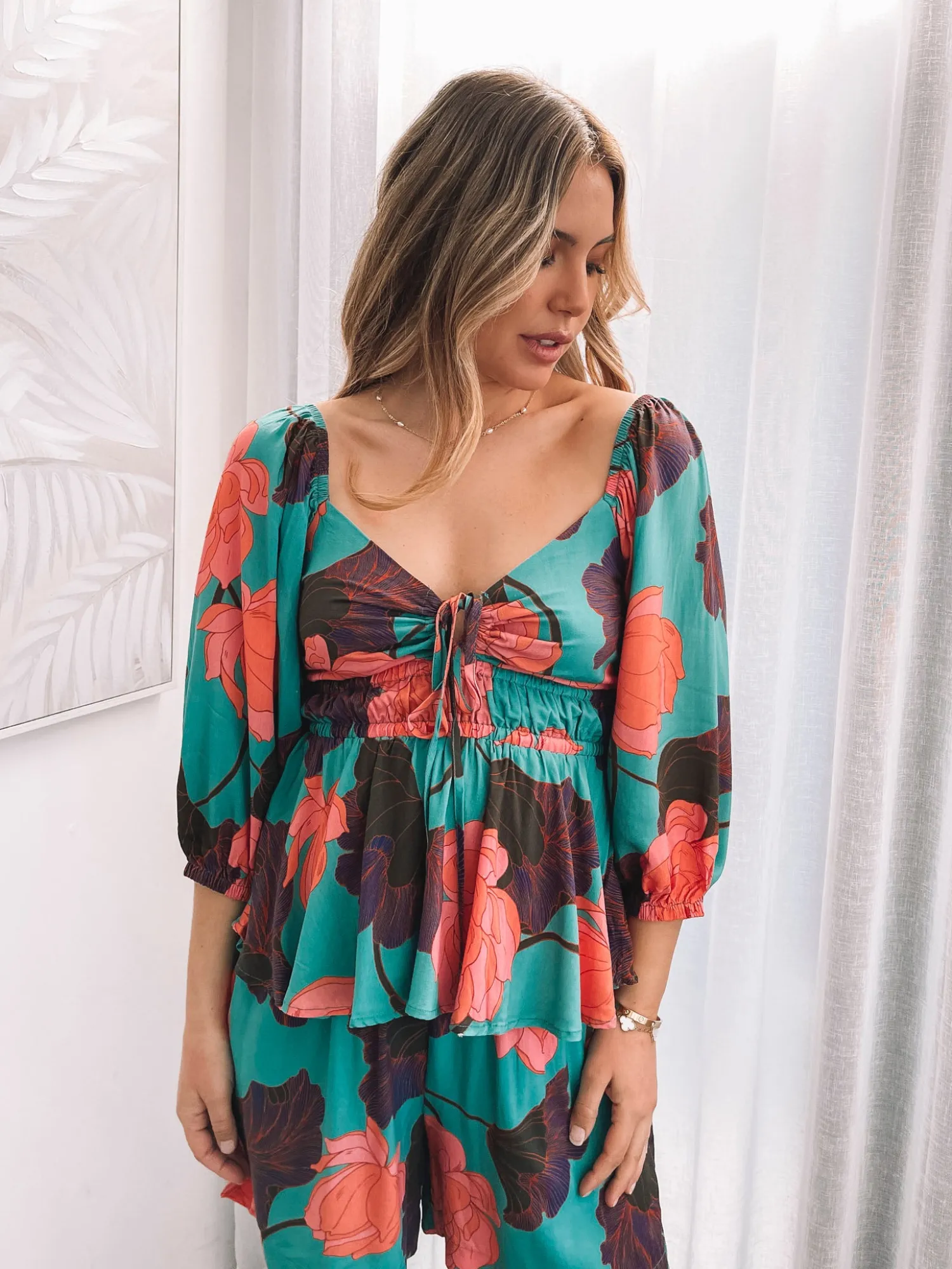 Outlet Conley Top - Botanical Turquoise Maternity Tops|Maternity Tops