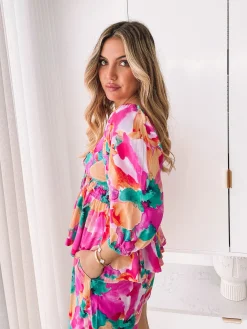 Clearance Conley Top - Pink Fiesta Maternity Tops|Maternity Tops