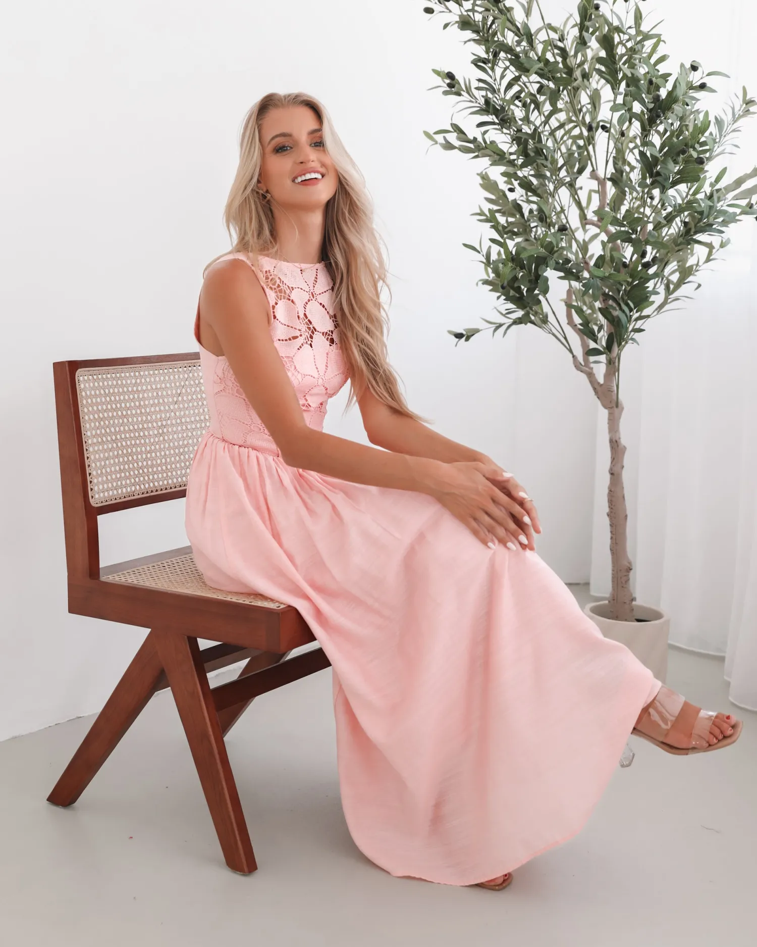 Contessa Dress - Pink Lace Dresses|Maxi Dresses