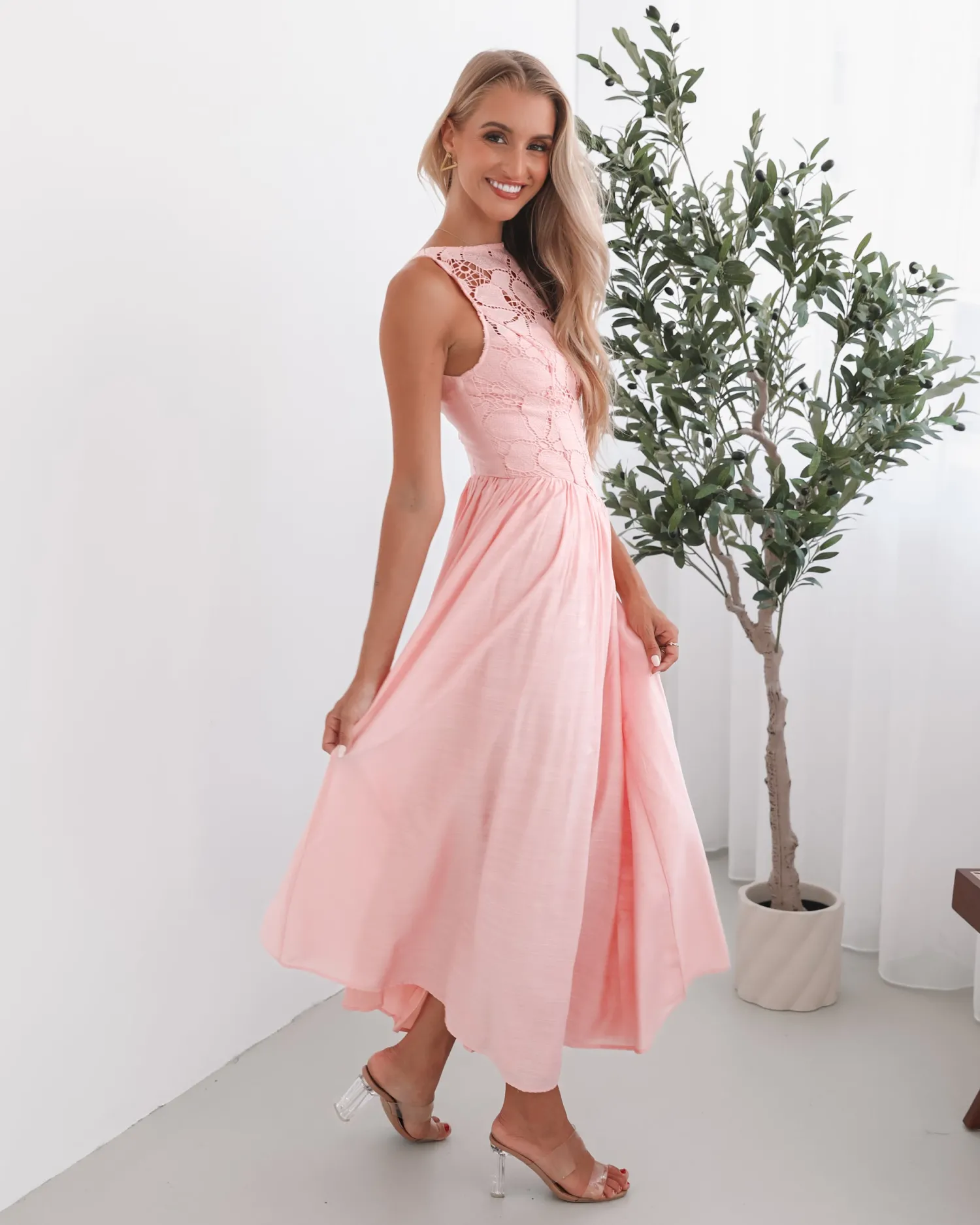 Contessa Dress - Pink Lace Dresses|Maxi Dresses