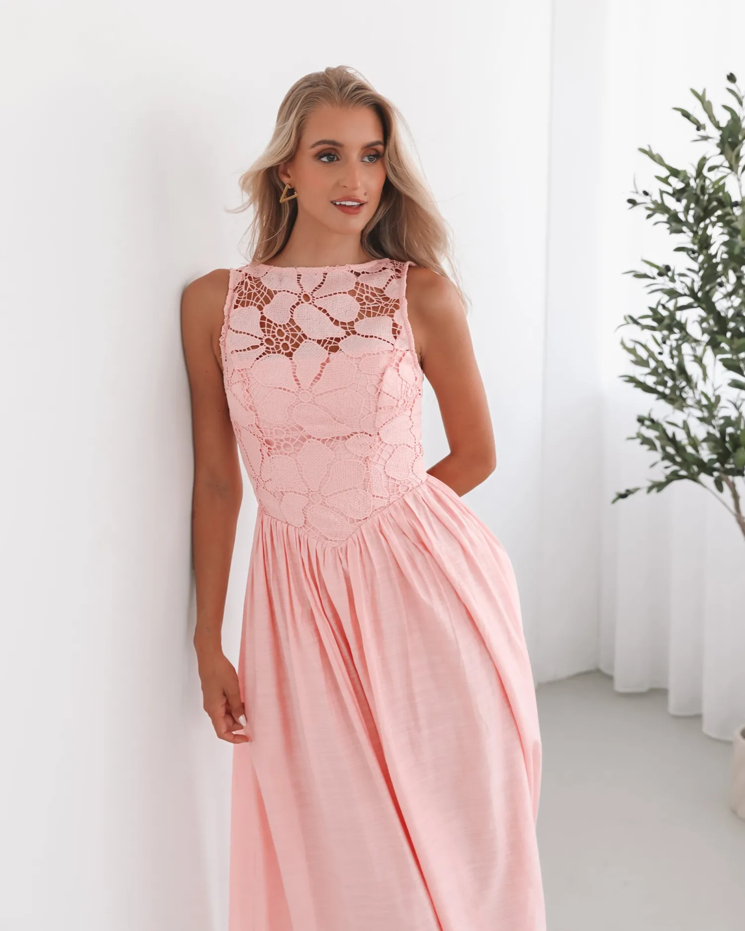Contessa Dress - Pink Lace Dresses|Maxi Dresses
