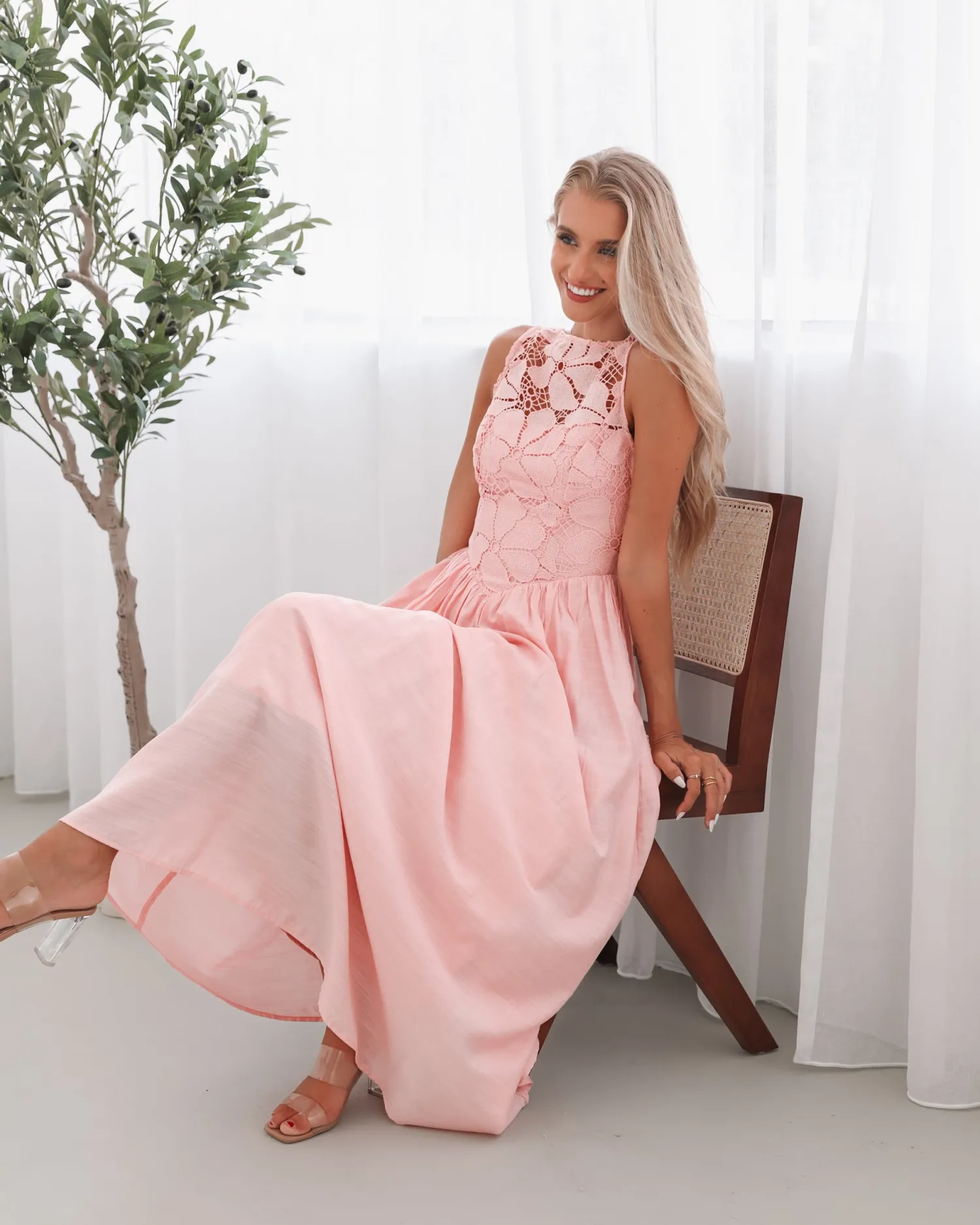 Contessa Dress - Pink Lace Dresses|Maxi Dresses