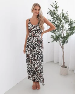 Hot Corleone Dress - Brown Print Slip Dresses|Maxi Dresses