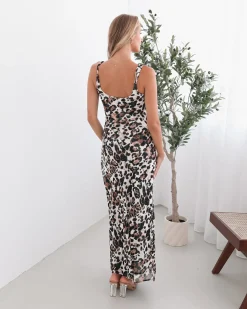 Hot Corleone Dress - Brown Print Slip Dresses|Maxi Dresses