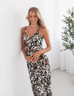 Hot Corleone Dress - Brown Print Slip Dresses|Maxi Dresses