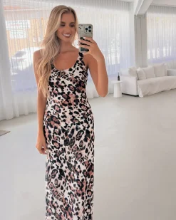 Hot Corleone Dress - Brown Print Slip Dresses|Maxi Dresses