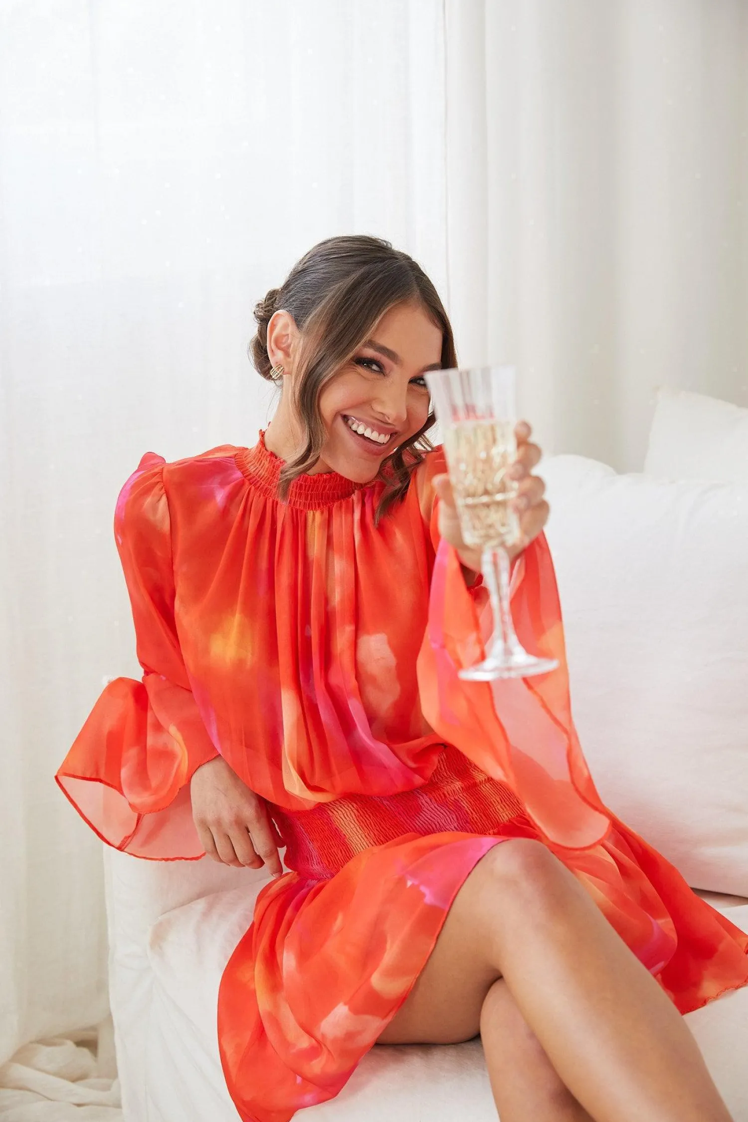 New Daenerys Dress - Orange Print Long Sleeve Dresses|Date Night Dresses