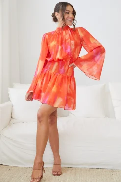 New Daenerys Dress - Orange Print Long Sleeve Dresses|Date Night Dresses