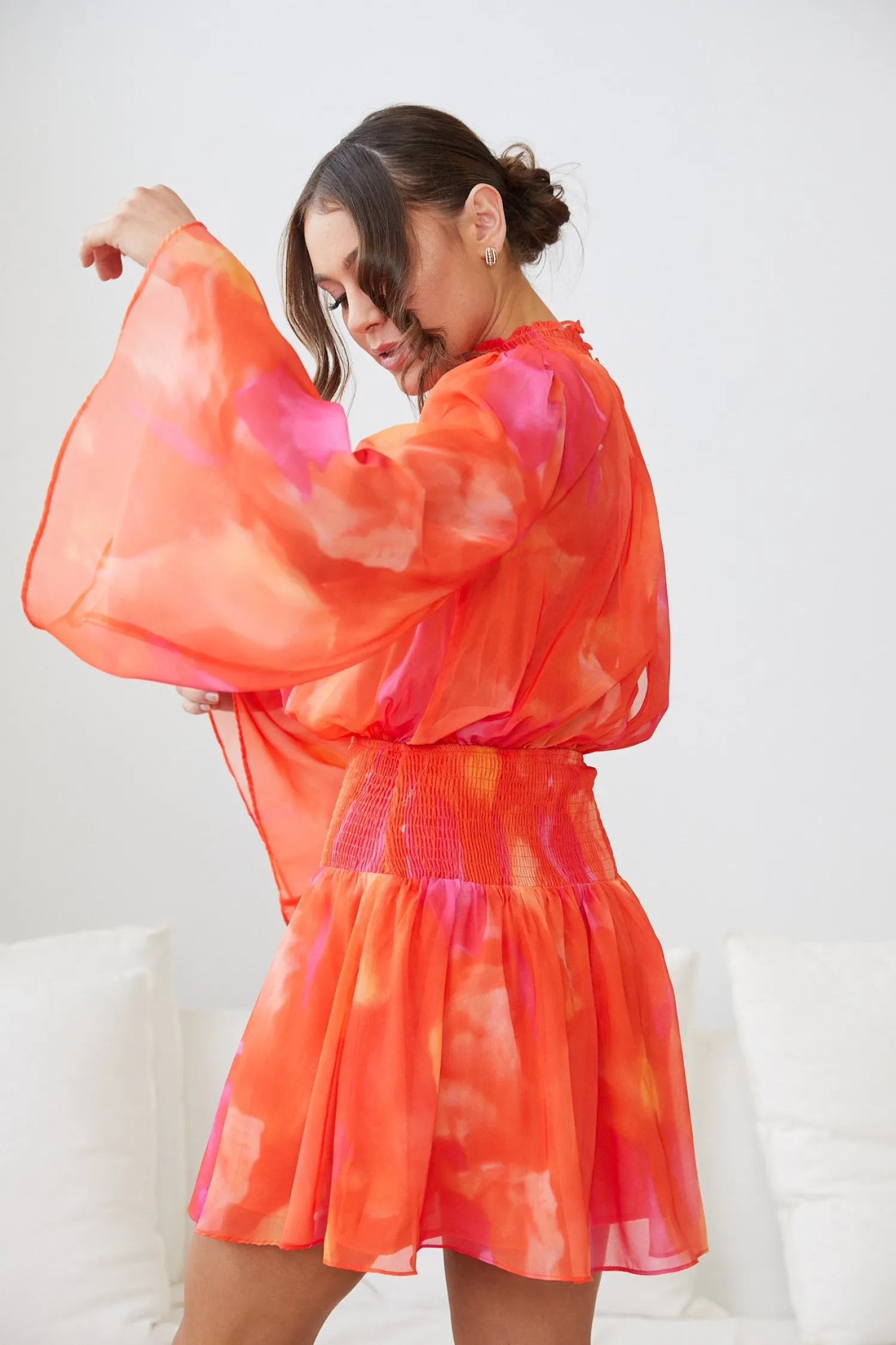New Daenerys Dress - Orange Print Long Sleeve Dresses|Date Night Dresses