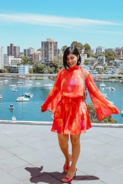 New Daenerys Dress - Orange Print Long Sleeve Dresses|Date Night Dresses