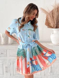 Online Dakoda Dress - Multi Linen Dresses|Shirt Dresses