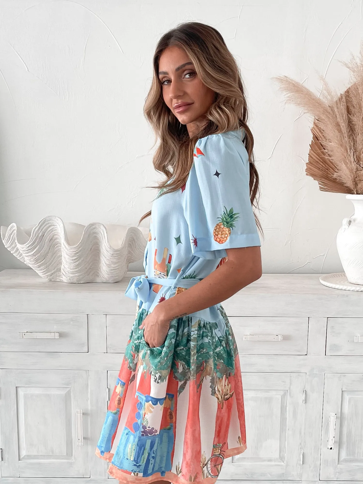 Online Dakoda Dress - Multi Linen Dresses|Shirt Dresses