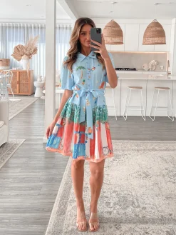Online Dakoda Dress - Multi Linen Dresses|Shirt Dresses