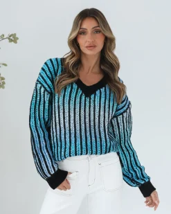 Discount Daleena Knit - Blue Multi Jumpers|Jumpers
