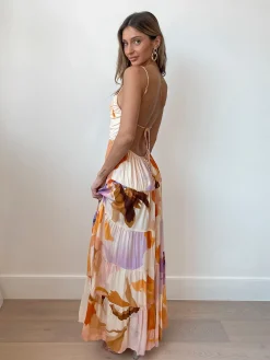 Online Daliah Dress - Peach Print Maxi Dresses|Holiday Dresses