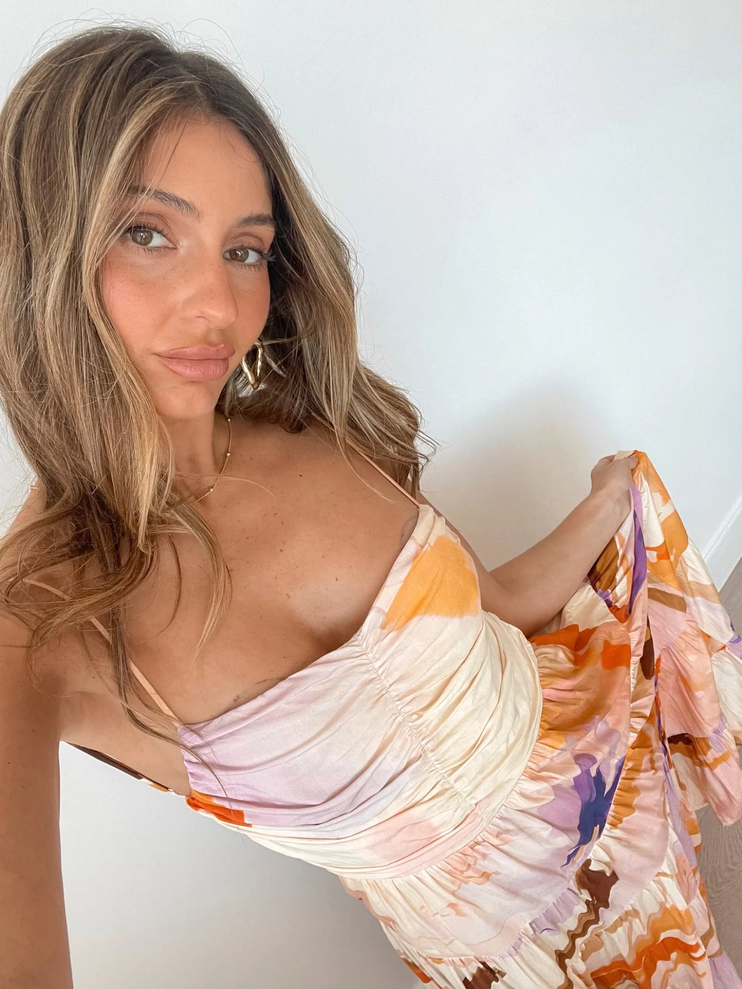 Online Daliah Dress - Peach Print Maxi Dresses|Holiday Dresses