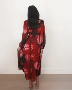 New Dalitha Dress - Red Floral Floral Dresses|Long Sleeve Dresses