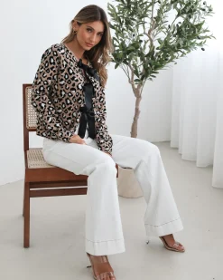 New Davia Cardigan - Camel Print Cardigans|Jumpers