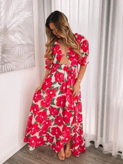 Outlet Delarina Dress - Pink Floral Floral Dresses|Cut Out Dresses