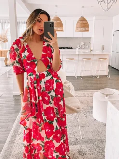 Outlet Delarina Dress - Pink Floral Floral Dresses|Cut Out Dresses