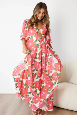Outlet Delarina Dress - Pink Floral Floral Dresses|Cut Out Dresses