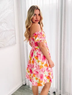 New Devira Dress - Pink Blossom Floral Dresses|Curve Dresses