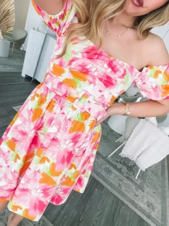 New Devira Dress - Pink Blossom Floral Dresses|Curve Dresses