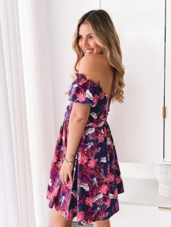 Online Devira Dress - Purple Rainforest Floral Dresses|Curve Dresses