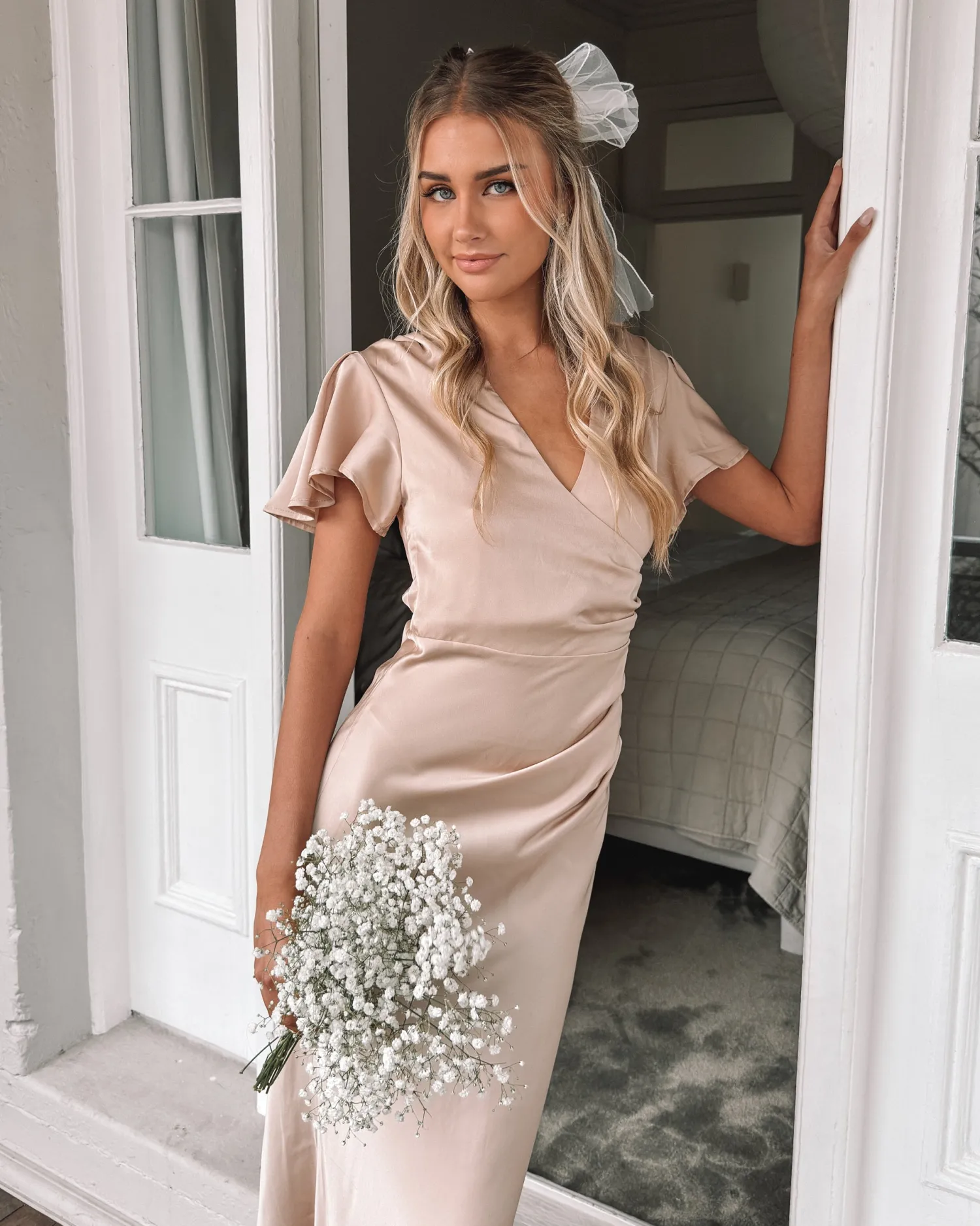 Online Doren Dress - Champagne Satin Dresses|Curve Dresses