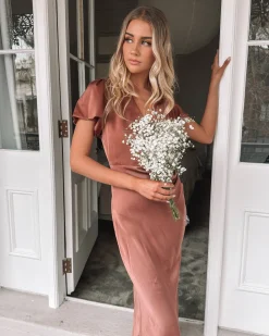 Hot Doren Dress - Rust Satin Dresses|Curve Dresses