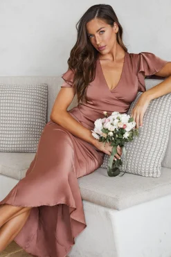 Hot Doren Dress - Rust Satin Dresses|Curve Dresses