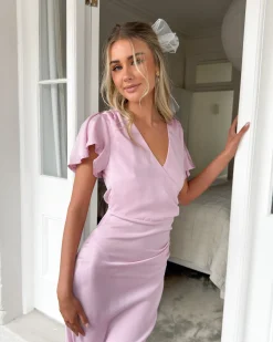 Sale Doren Dress - Soft Blush Satin Dresses|Curve Dresses