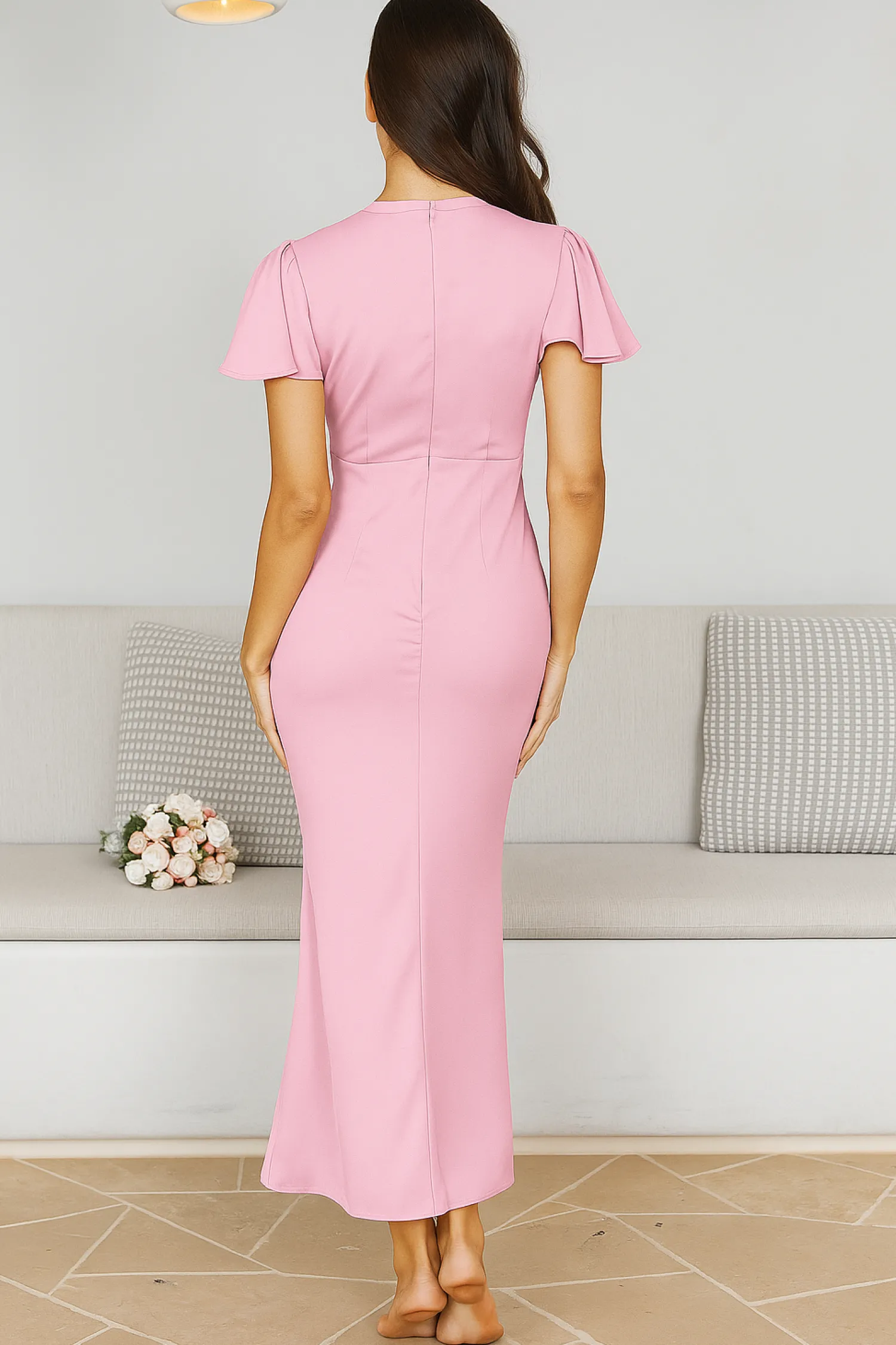 Sale Doren Dress - Soft Blush Satin Dresses|Curve Dresses