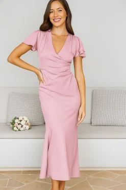 Sale Doren Dress - Soft Blush Satin Dresses|Curve Dresses