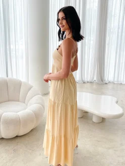 Elarise Dress - Yellow Linen Dresses|Cut Out Dresses