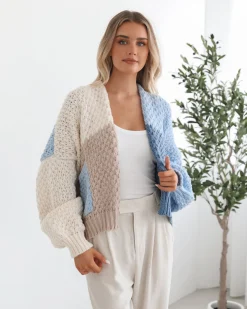 Sale Elvia Cardigan - Blue Multi Cardigans|Knitwear & Jumpers