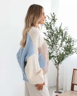 Sale Elvia Cardigan - Blue Multi Cardigans|Knitwear & Jumpers