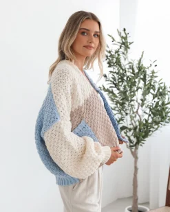 Sale Elvia Cardigan - Blue Multi Cardigans|Knitwear & Jumpers