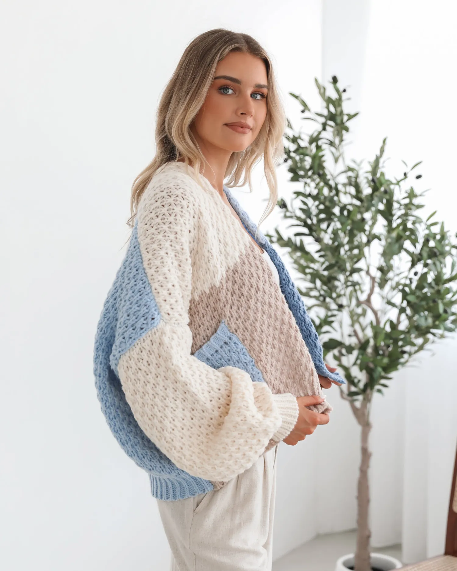 Sale Elvia Cardigan - Blue Multi Cardigans|Knitwear & Jumpers