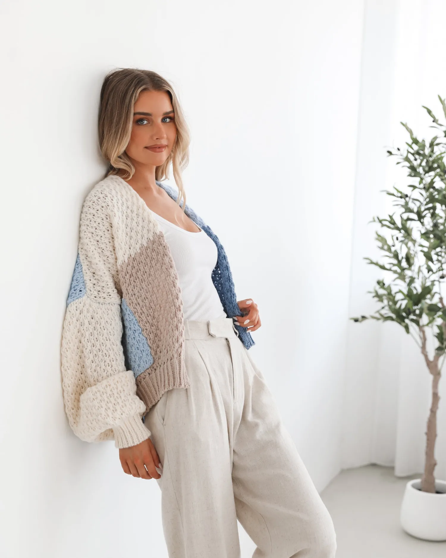 Sale Elvia Cardigan - Blue Multi Cardigans|Knitwear & Jumpers