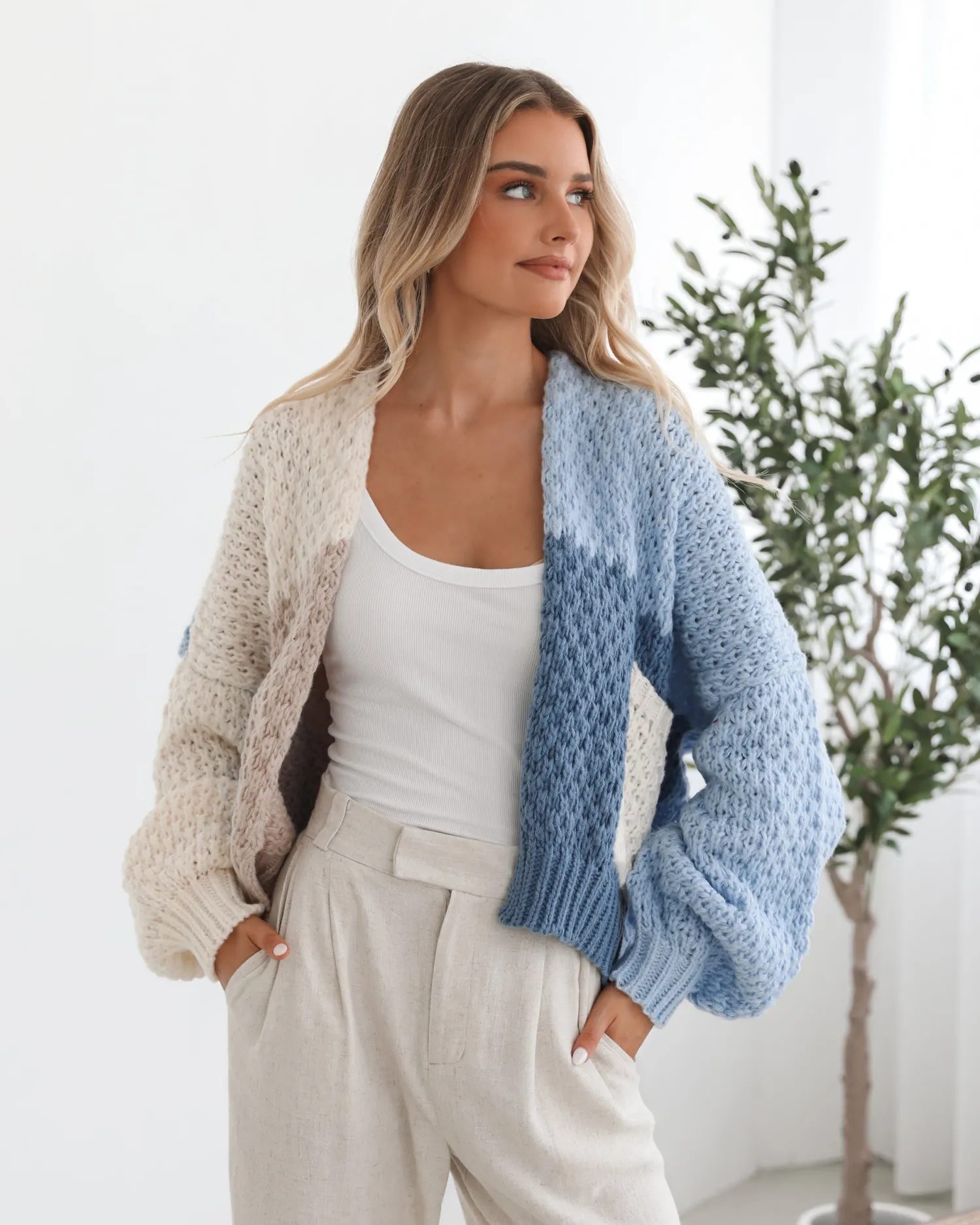 Sale Elvia Cardigan - Blue Multi Cardigans|Knitwear & Jumpers