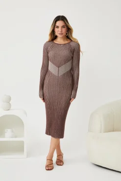 Hot Elwyn Knit Dress - Chocolate Long Sleeve Dresses|Maternity Dresses