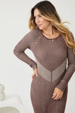 Hot Elwyn Knit Dress - Chocolate Long Sleeve Dresses|Maternity Dresses