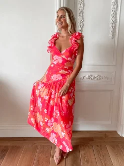 Hot Emmaline Dress - Orange Floral Floral Dresses|Maxi Dresses