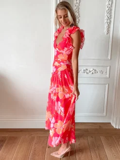 Hot Emmaline Dress - Orange Floral Floral Dresses|Maxi Dresses