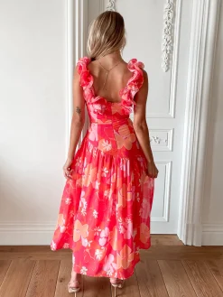 Hot Emmaline Dress - Orange Floral Floral Dresses|Maxi Dresses