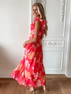Hot Emmaline Dress - Orange Floral Floral Dresses|Maxi Dresses