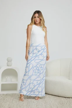 Outlet Evadyne Skirt - Blue Print Skirts|Sets