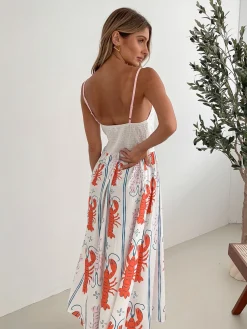 Discount Evania Dress - White Print Maternity Dresses|Midi Dresses